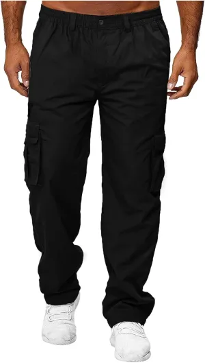 2024 Men's Baggy Cargo Pants Loose Sport Hiking Pants Stylish Casual Work Jogger Sweatpants Outdoor Trousers Pockets