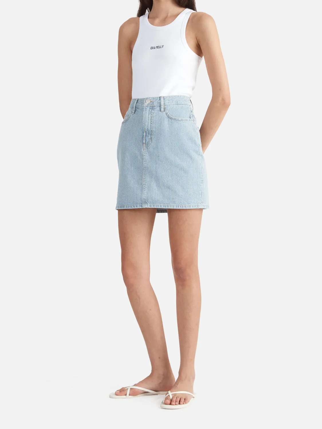 Diana Denim Mini Skirt Ice Blue Stripe