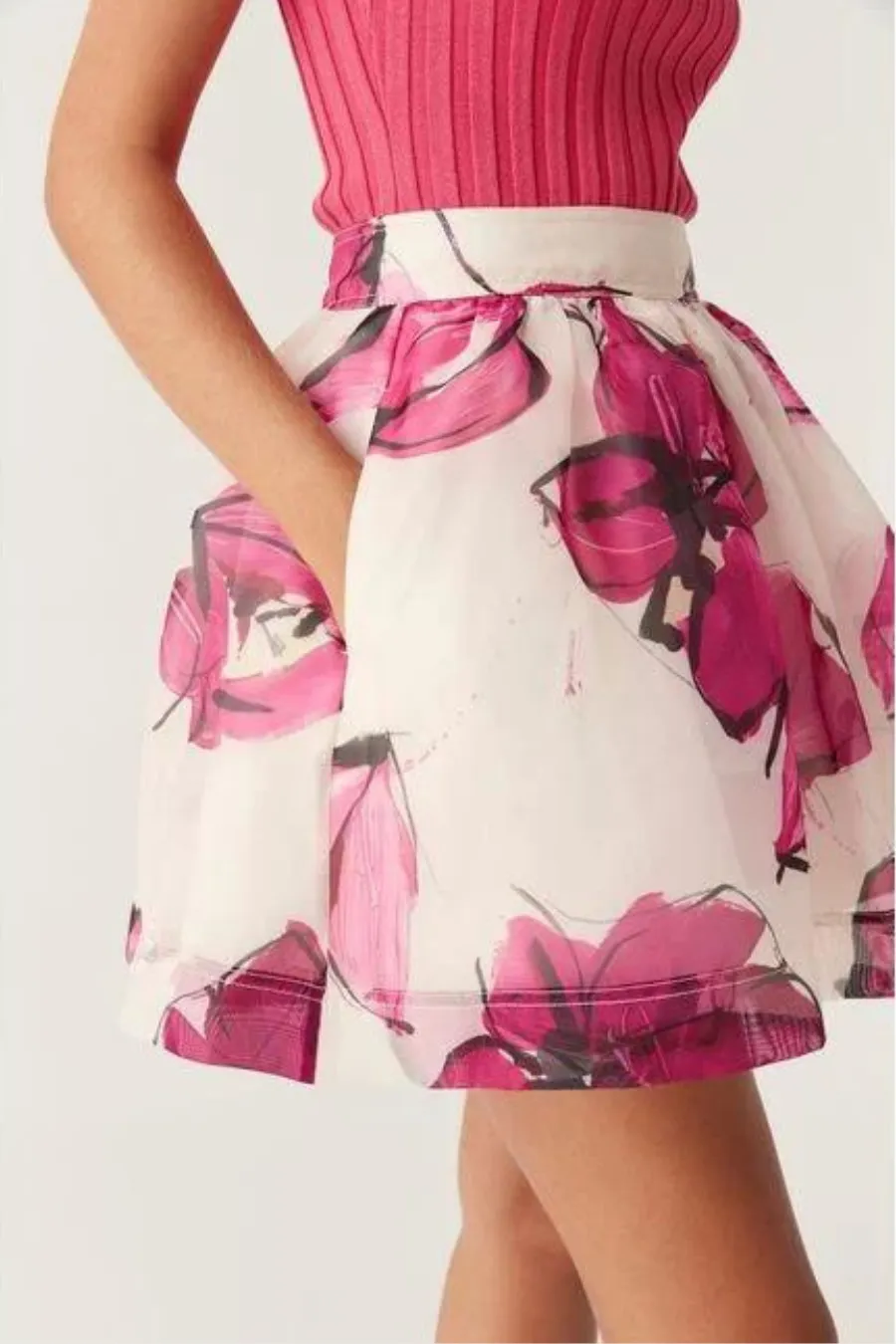 Dixie Flared Mini Skirt Falling Florals