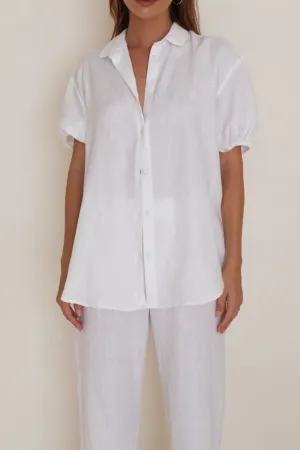 Mellow Puff Shirt White Linen
