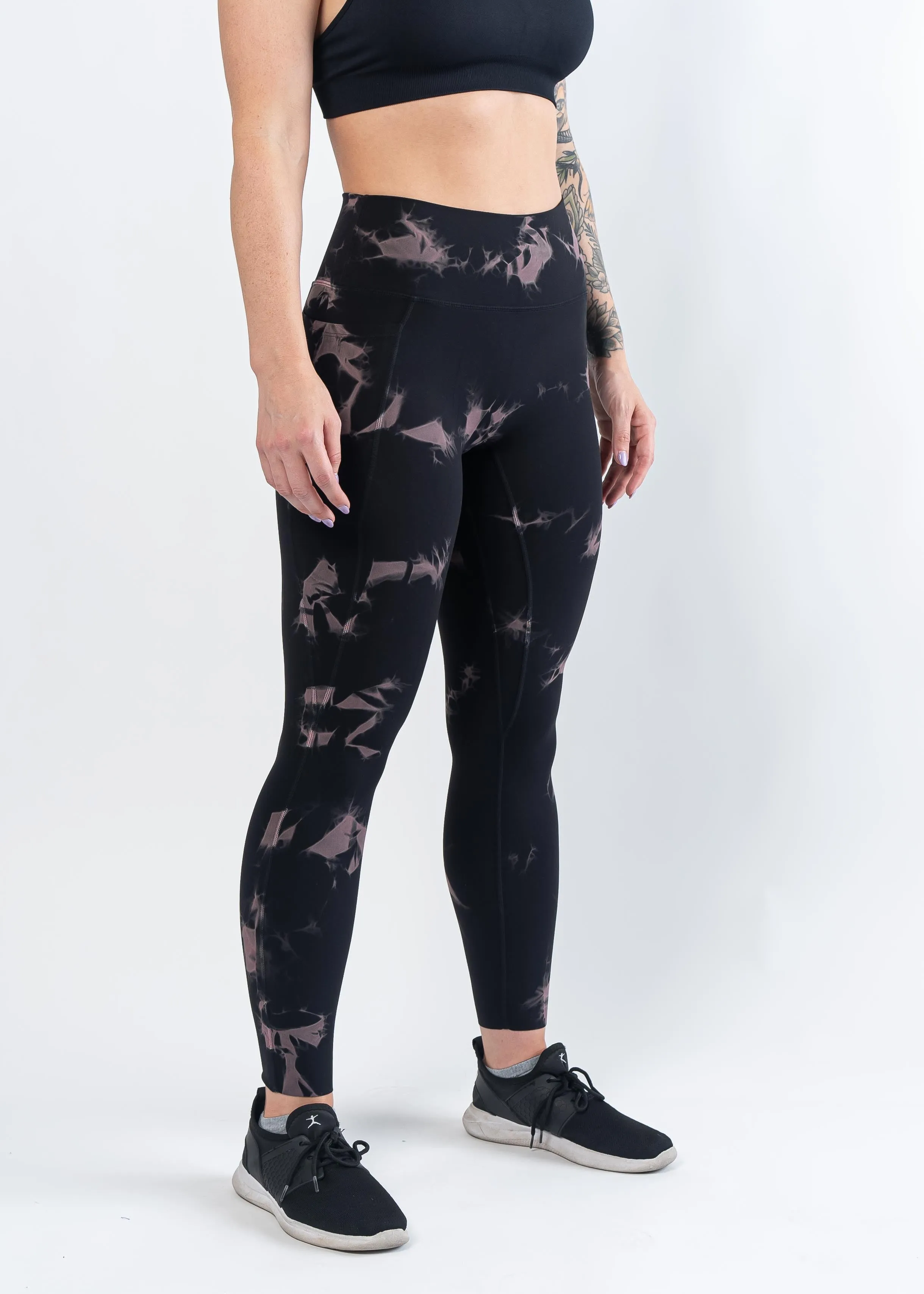 NKD Leggings With Pockets | Black & Pink Marble