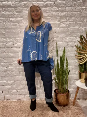 The Zeta Otto Beautiful Appliqus Button Through Shirt