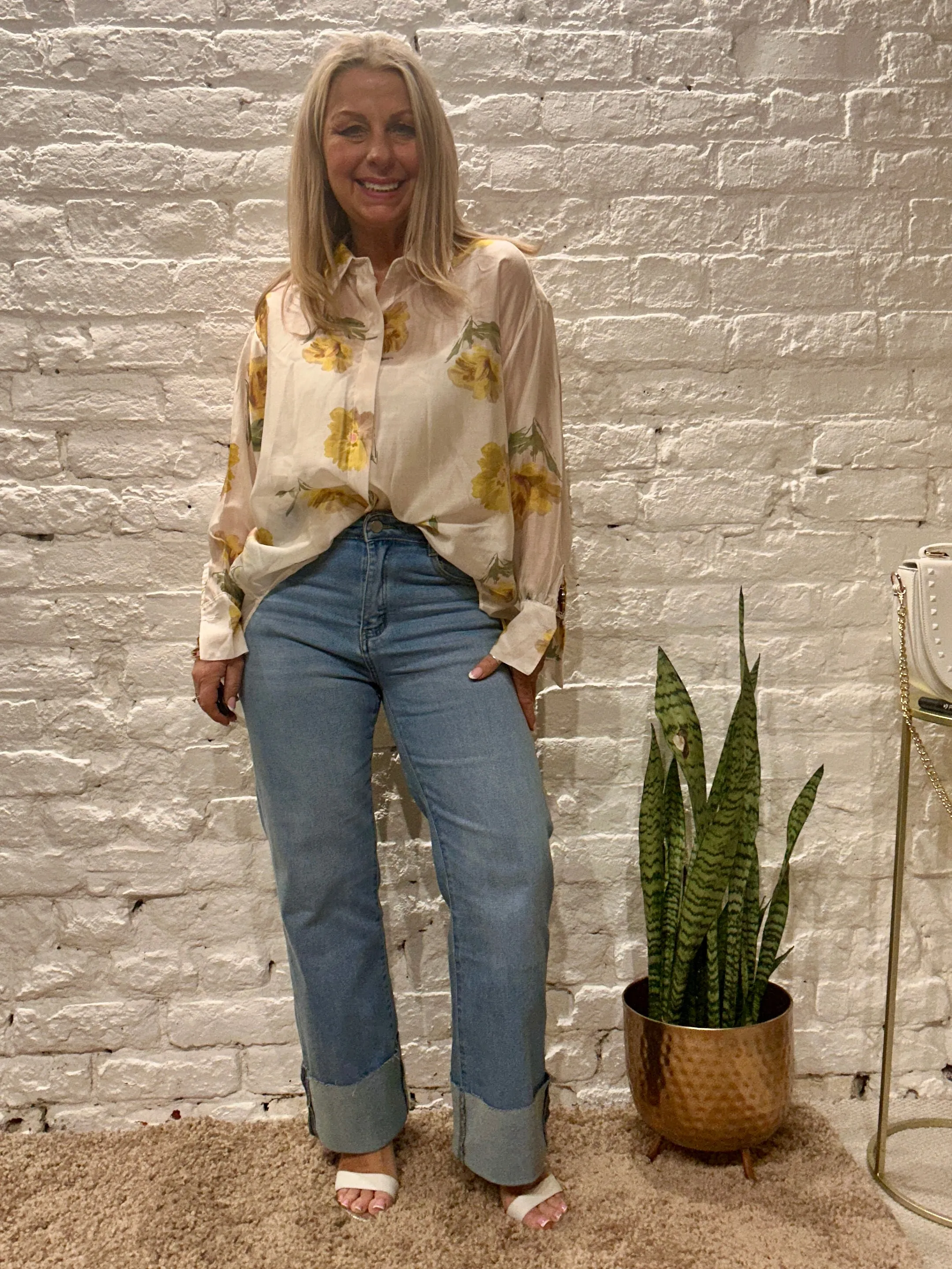 The Zeta Otto Romantica Long Sleeve Wild Poppy Button Through Shirt
