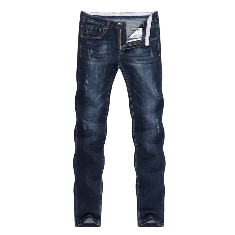 West Louis Casual Style Slim Dark Blue Denim Jeans