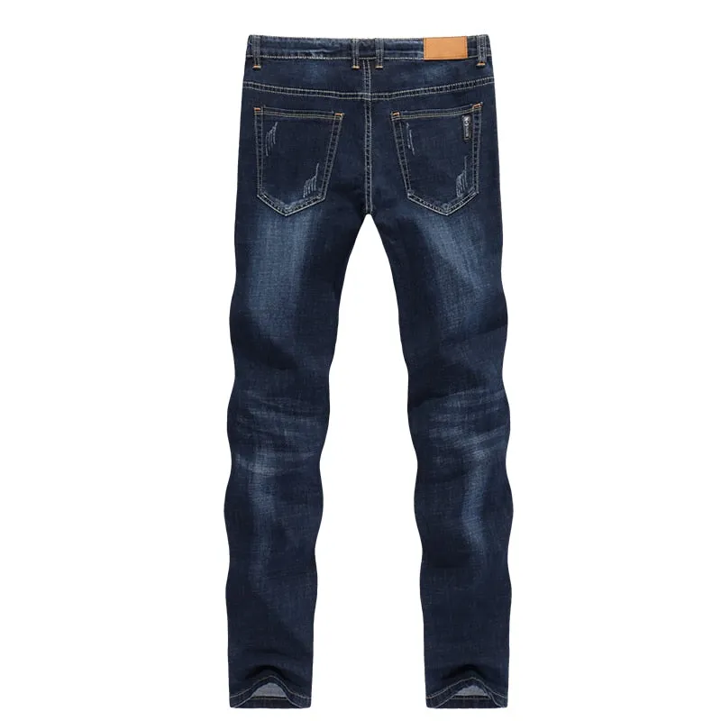 West Louis Casual Style Slim Dark Blue Denim Jeans