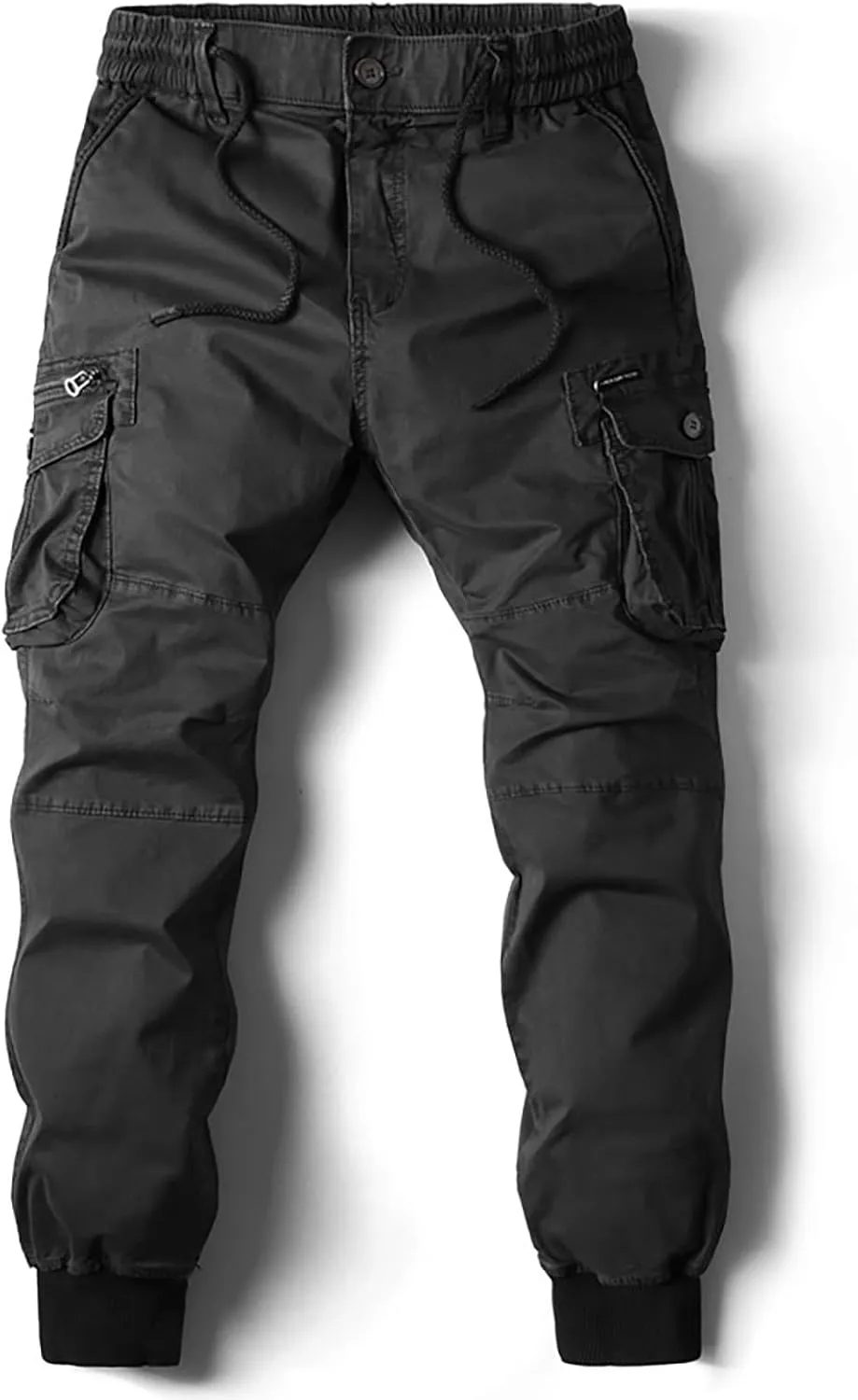 wodceeke Men's Jogger Cargo Pants Summer Slim-Fit Tapered Trousers Casual Solid Elastic Waist Drawstring Work Pants