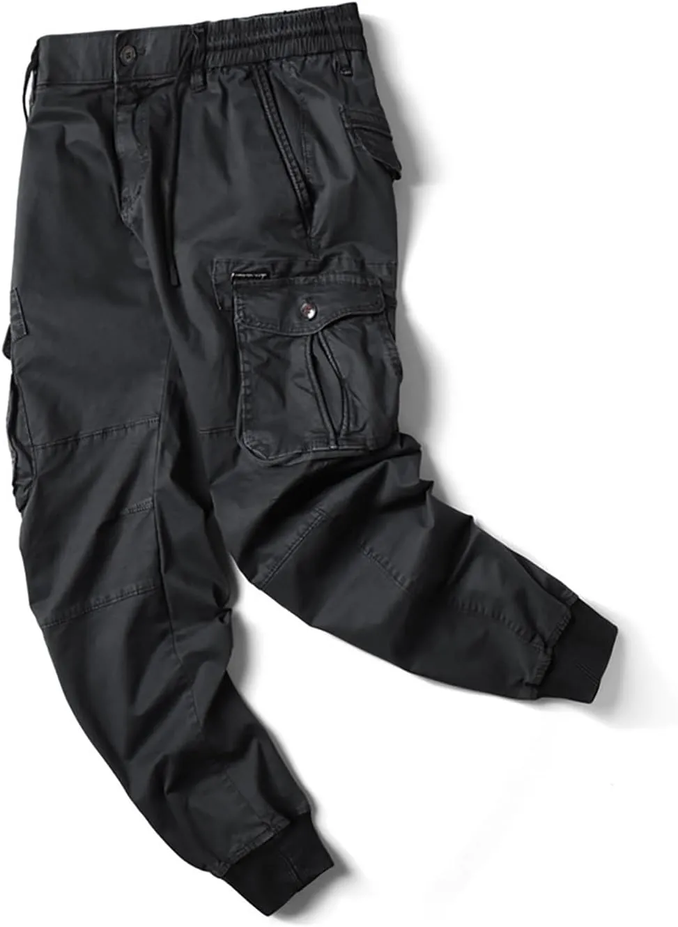 wodceeke Men's Jogger Cargo Pants Summer Slim-Fit Tapered Trousers Casual Solid Elastic Waist Drawstring Work Pants