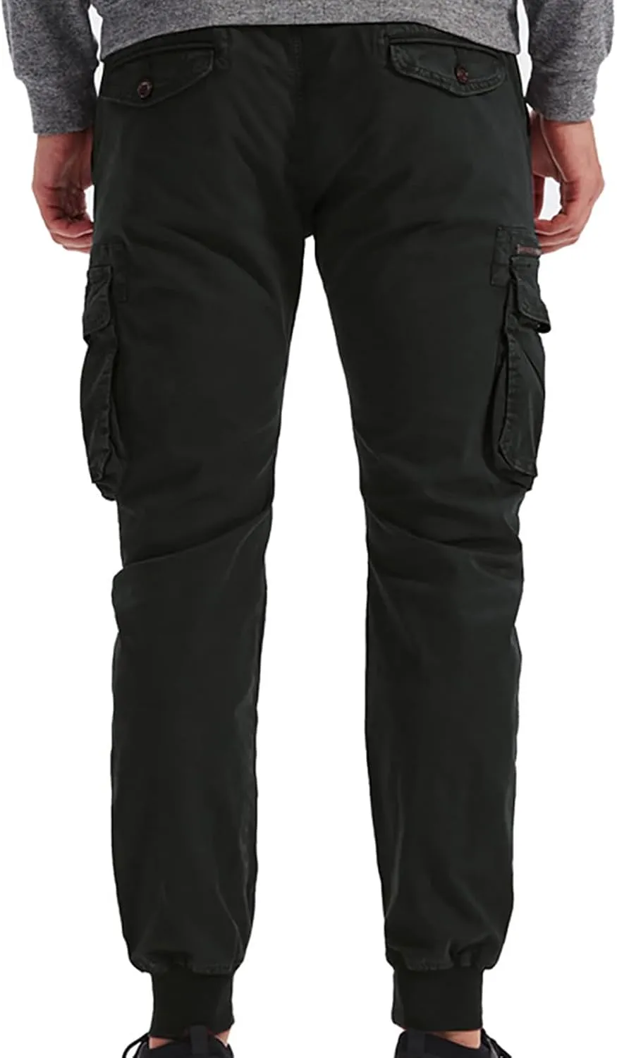wodceeke Men's Jogger Cargo Pants Summer Slim-Fit Tapered Trousers Casual Solid Elastic Waist Drawstring Work Pants